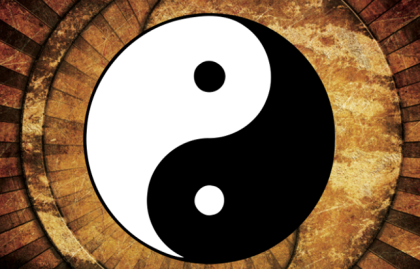 Cette image présente le symbole taoïste bien connu du yin yang, également appelé taijitu.